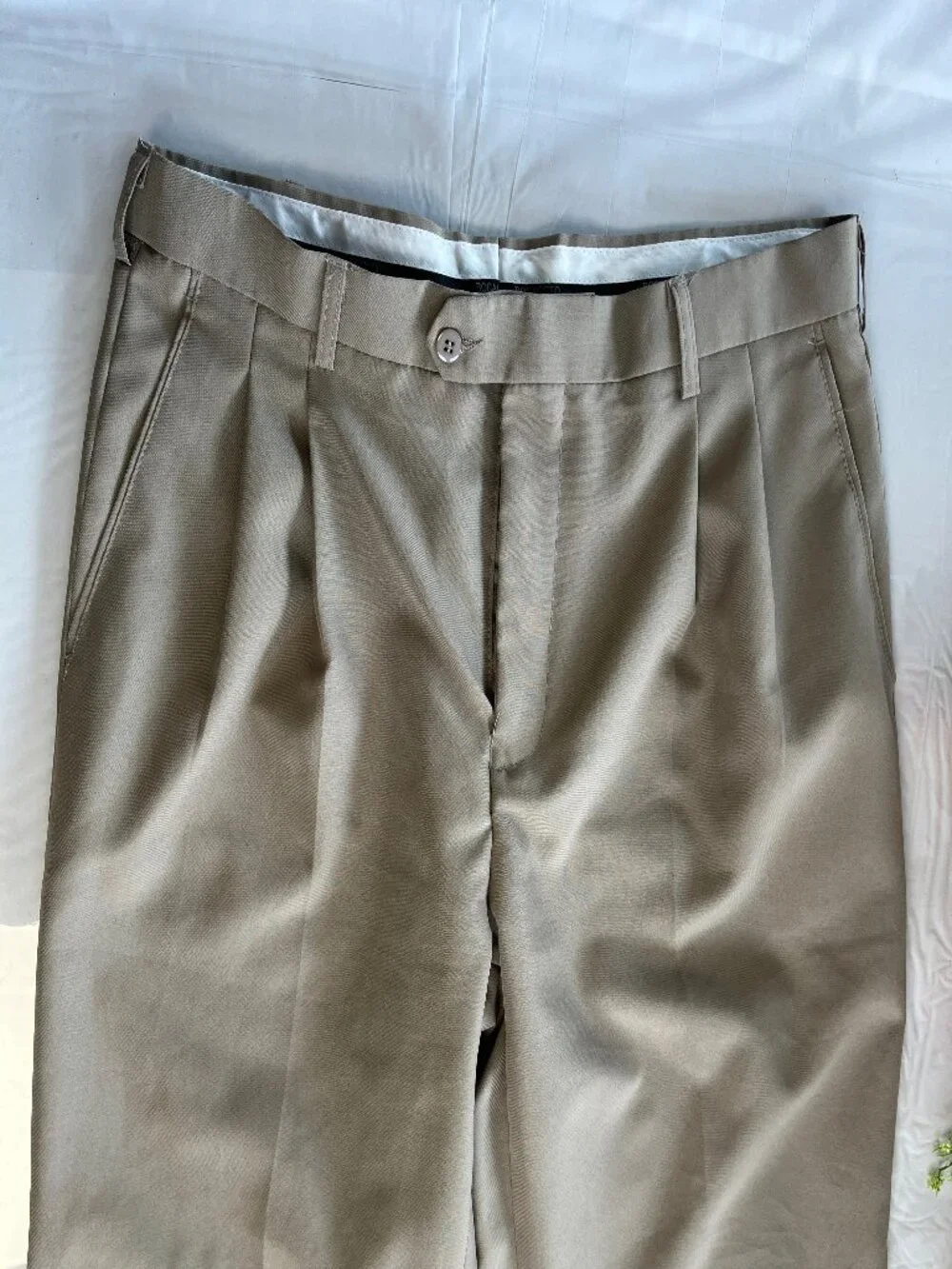 Bocaccio Uomo 100% Dacron Dress Pants Tan Flat Front Cuffed Hem Men’s 36x30